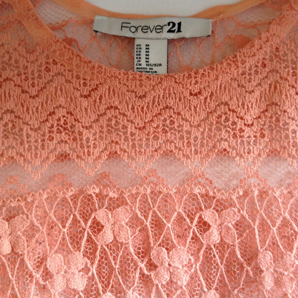 Forever 21 Peach Sheer Lace Top - Picture 4 of 8